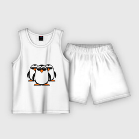 Детская пижама с шортами хлопок с принтом Банда пингвинов ,  |  | в очках | животные | звери | пингвины