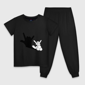 Детская пижама хлопок с принтом Тень зайца , 100% хлопок |  брюки и футболка прямого кроя, без карманов, на брюках мягкая резинка на поясе и по низу штанин
 | животные | заяц | театр теней | тень