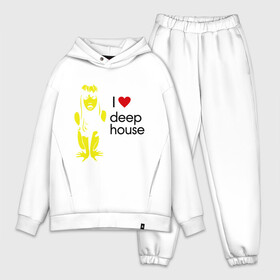 Мужской костюм хлопок OVERSIZE с принтом I love deep house ,  |  | house | i love deep house | клубная музыка | клубные | хаус | я люблю хаус