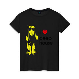 Женская футболка хлопок с принтом I love deep house , 100% хлопок | прямой крой, круглый вырез горловины, длина до линии бедер, слегка спущенное плечо | house | i love deep house | клубная музыка | клубные | хаус | я люблю хаус