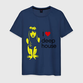 Мужская футболка хлопок с принтом I love deep house , 100% хлопок | прямой крой, круглый вырез горловины, длина до линии бедер, слегка спущенное плечо. | Тематика изображения на принте: house | i love deep house | клубная музыка | клубные | хаус | я люблю хаус