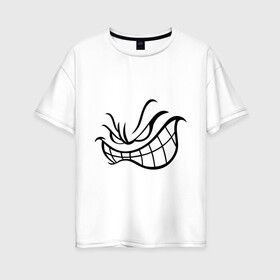 Женская футболка хлопок Oversize с принтом Агресивный смайл , 100% хлопок | свободный крой, круглый ворот, спущенный рукав, длина до линии бедер
 | smile | агрессия | злость | смайл | смайлик