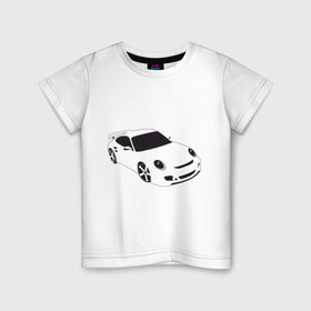 Детская футболка хлопок с принтом Porsche (порше) , 100% хлопок | круглый вырез горловины, полуприлегающий силуэт, длина до линии бедер | auto | авто | порше | тачки
