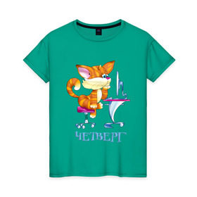 Женская футболка хлопок с принтом Неделька - четверг , 100% хлопок | прямой крой, круглый вырез горловины, длина до линии бедер, слегка спущенное плечо | кот | котенок | неделька | работа | рыжий кот | четверг