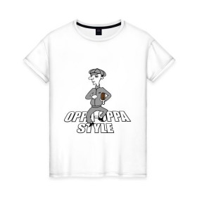 Женская футболка хлопок с принтом Oppa-oppa style , 100% хлопок | прямой крой, круглый вырез горловины, длина до линии бедер, слегка спущенное плечо | gangnam style | гангам стайл | гангнам стайл | интернет приколы