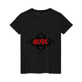 Женская футболка хлопок с принтом AC/DC , 100% хлопок | прямой крой, круглый вырез горловины, длина до линии бедер, слегка спущенное плечо | ac dc | acdc | acds | acdsee | asds | heavy metal | metal | rock | trash metal | метал | металл | рок | рок группа | трэш метал | хеви метал | эйсидиси