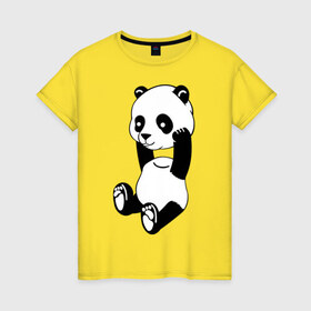 Женская футболка хлопок с принтом Панда с оторванной головой , 100% хлопок | прямой крой, круглый вырез горловины, длина до линии бедер, слегка спущенное плечо | без головы | животные | звери | медведь | мишка | мишутка
