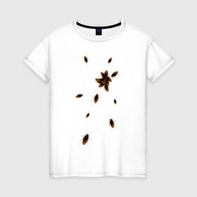 Женская футболка хлопок с принтом Тараканы , 100% хлопок | прямой крой, круглый вырез горловины, длина до линии бедер, слегка спущенное плечо | животные | насекомые | таракан | тараканы