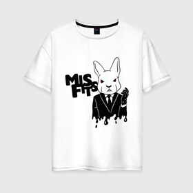 Женская футболка хлопок Oversize с принтом Кролик misfits , 100% хлопок | свободный крой, круглый ворот, спущенный рукав, длина до линии бедер
 | misfits