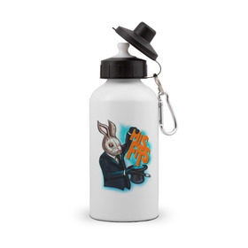 Бутылка спортивная с принтом Кролик-психопат , металл | емкость — 500 мл, в комплекте две пластиковые крышки и карабин для крепления | misfits