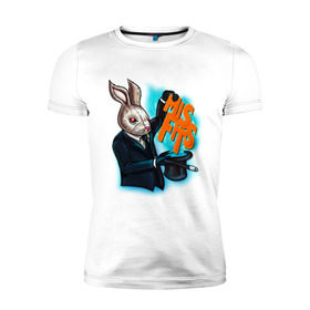 Мужская футболка премиум с принтом Кролик-психопат , 92% хлопок, 8% лайкра | приталенный силуэт, круглый вырез ворота, длина до линии бедра, короткий рукав | Тематика изображения на принте: misfits