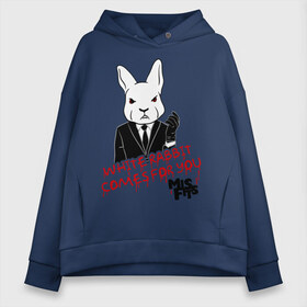 Женское худи Oversize хлопок с принтом Rabbit misfits , френч-терри — 70% хлопок, 30% полиэстер. Мягкий теплый начес внутри —100% хлопок | боковые карманы, эластичные манжеты и нижняя кромка, капюшон на магнитной кнопке | misfits