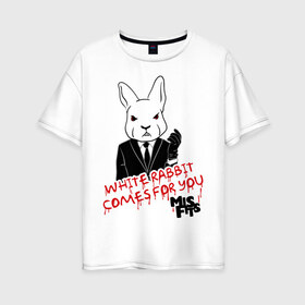 Женская футболка хлопок Oversize с принтом Rabbit misfits , 100% хлопок | свободный крой, круглый ворот, спущенный рукав, длина до линии бедер
 | misfits