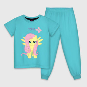 Детская пижама хлопок с принтом Naughty Fluttershy , 100% хлопок |  брюки и футболка прямого кроя, без карманов, на брюках мягкая резинка на поясе и по низу штанин
 | fluttershy | naughty | naughty fluttershy | pony | мой маленький пони | пони