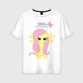 Женская футболка хлопок Oversize с принтом Naughty Fluttershy , 100% хлопок | свободный крой, круглый ворот, спущенный рукав, длина до линии бедер
 | Тематика изображения на принте: fluttershy | naughty | naughty fluttershy | pony | мой маленький пони | пони