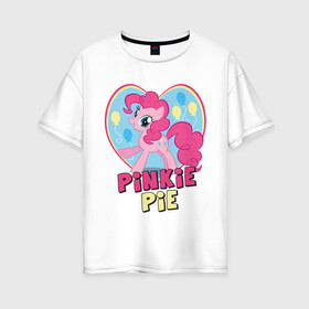 Женская футболка хлопок Oversize с принтом Pinkie Pie in my heart , 100% хлопок | свободный крой, круглый ворот, спущенный рукав, длина до линии бедер
 | heart | pinkie | pinkie pie in my heart | pony | детские | мой маленький пони | пони