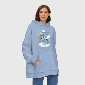 Худи SuperOversize хлопок с принтом Rainbow Dash , 70% хлопок, 30% полиэстер, мягкий начес внутри | карман-кенгуру, эластичная резинка на манжетах и по нижней кромке, двухслойный капюшон
 | dash | pony | rainbow | rainbow dash | детские | мой маленький пони | пони