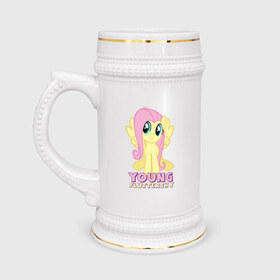 Кружка пивная с принтом Young Fluttershy pink ,  керамика (Материал выдерживает высокую температуру, стоит избегать резкого перепада температур) |  объем 630 мл | pink | young | young fluttershy pink | детские | мой маленький пони