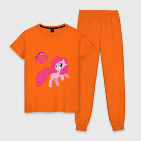 Женская пижама хлопок с принтом Малышка Пинки Пай , 100% хлопок | брюки и футболка прямого кроя, без карманов, на брюках мягкая резинка на поясе и по низу штанин | детские | детям | для детей | мой маленький пони | пинки пай | пони