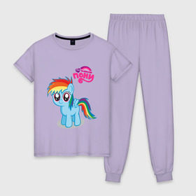 Женская пижама хлопок с принтом Малышка Рейнбоу Дэш , 100% хлопок | брюки и футболка прямого кроя, без карманов, на брюках мягкая резинка на поясе и по низу штанин | rainbow | детские | детям | для детей | мой маленький пони | пони | радуга | райнбоудаш