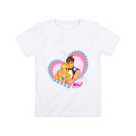 Детская футболка хлопок с принтом WinX Love- Стелла , 100% хлопок | круглый вырез горловины, полуприлегающий силуэт, длина до линии бедер | win x | winx | винкс | детские | детям | для детей | феи стелла