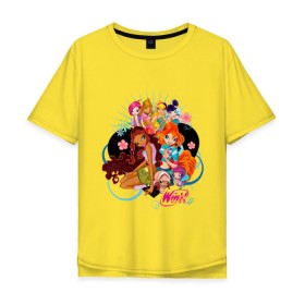 Мужская футболка хлопок Oversize с принтом Подружки WinX , 100% хлопок | свободный крой, круглый ворот, “спинка” длиннее передней части | win x | winx | винкс | детские | детям | для детей | подружки | феи