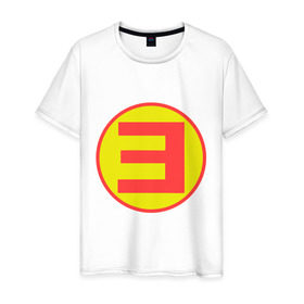 Мужская футболка хлопок с принтом Eminem E , 100% хлопок | прямой крой, круглый вырез горловины, длина до линии бедер, слегка спущенное плечо. | хип хоп