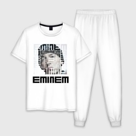 Мужская пижама хлопок с принтом Eminem grey , 100% хлопок | брюки и футболка прямого кроя, без карманов, на брюках мягкая резинка на поясе и по низу штанин
 | хип хоп