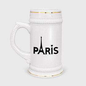 Кружка пивная с принтом Paris logo ,  керамика (Материал выдерживает высокую температуру, стоит избегать резкого перепада температур) |  объем 630 мл | paris | париж | парис | туристические | франция | эйфелева башня