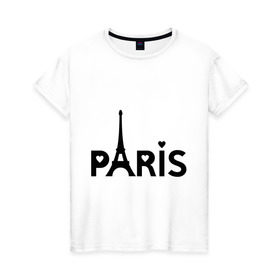 Женская футболка хлопок с принтом Paris logo , 100% хлопок | прямой крой, круглый вырез горловины, длина до линии бедер, слегка спущенное плечо | Тематика изображения на принте: paris | париж | парис | туристические | франция | эйфелева башня