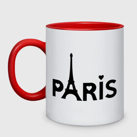Кружка двухцветная с принтом Paris logo , керамика | объем — 330 мл, диаметр — 80 мм. Цветная ручка и кайма сверху, в некоторых цветах — вся внутренняя часть | paris | париж | парис | туристические | франция | эйфелева башня
