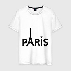 Мужская футболка хлопок с принтом Paris logo , 100% хлопок | прямой крой, круглый вырез горловины, длина до линии бедер, слегка спущенное плечо. | paris | париж | парис | туристические | франция | эйфелева башня