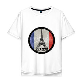 Мужская футболка хлопок Oversize с принтом Logo France , 100% хлопок | свободный крой, круглый ворот, “спинка” длиннее передней части | Тематика изображения на принте: france | флаг франций | франция | эйфелева башня