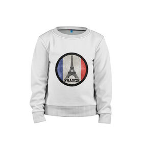 Детский свитшот хлопок с принтом Logo France , 100% хлопок | круглый вырез горловины, эластичные манжеты, пояс и воротник | france | флаг франций | франция | эйфелева башня