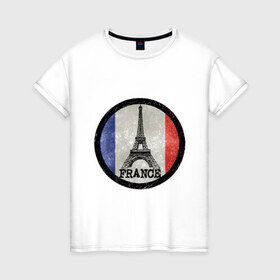 Женская футболка хлопок с принтом Logo France , 100% хлопок | прямой крой, круглый вырез горловины, длина до линии бедер, слегка спущенное плечо | france | флаг франций | франция | эйфелева башня