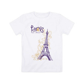 Детская футболка хлопок с принтом Paris mon amour , 100% хлопок | круглый вырез горловины, полуприлегающий силуэт, длина до линии бедер | Тематика изображения на принте: paris | paris mon amour | париж | париж любовь моя