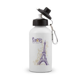 Бутылка спортивная с принтом Paris mon amour , металл | емкость — 500 мл, в комплекте две пластиковые крышки и карабин для крепления | paris | paris mon amour | париж | париж любовь моя