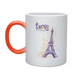 Кружка хамелеон с принтом Paris mon amour , керамика | меняет цвет при нагревании, емкость 330 мл | paris | paris mon amour | париж | париж любовь моя