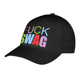 Бейсболка с принтом Fuck swag цветной , 100% хлопок | классический козырек, металлическая застежка-регулятор размера | Тематика изображения на принте: swag | swag style | одежда сваг | сваг | сваг стиль | свег | свог | свэг