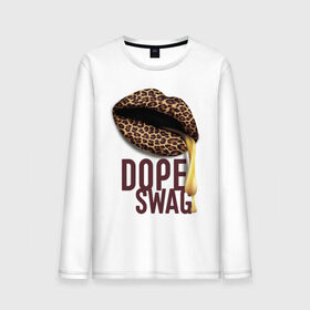 Мужской лонгслив хлопок с принтом Dope swag lips , 100% хлопок |  | Тематика изображения на принте: dope swag | lips | swag | губы | сваг | свэг