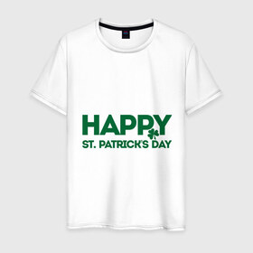Мужская футболка хлопок с принтом Happy st. Patriks day , 100% хлопок | прямой крой, круглый вырез горловины, длина до линии бедер, слегка спущенное плечо. | Тематика изображения на принте: 