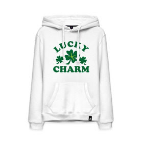 Мужская толстовка хлопок с принтом Lucky charm - клевер , френч-терри, мягкий теплый начес внутри (100% хлопок) | карман-кенгуру, эластичные манжеты и нижняя кромка, капюшон с подкладом и шнурком | patricks day | saint patricks day | день патрика | день святого патрика | клевер | четырехлистный клевер