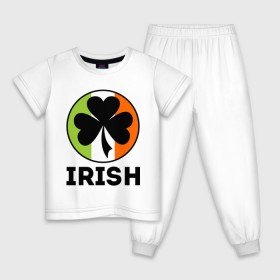 Детская пижама хлопок с принтом Irish - цвет флага , 100% хлопок |  брюки и футболка прямого кроя, без карманов, на брюках мягкая резинка на поясе и по низу штанин
 | patricks day | saint patricks day | день патрика | день святого патрика | клевер | четырехлистный клевер