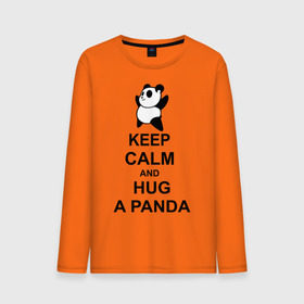 Мужской лонгслив хлопок с принтом keep calm and hug a panda , 100% хлопок |  | панда