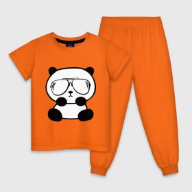 Детская пижама хлопок с принтом панда в очках авиатор , 100% хлопок |  брюки и футболка прямого кроя, без карманов, на брюках мягкая резинка на поясе и по низу штанин
 | панда