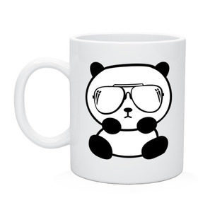 Кружка с принтом панда в очках авиатор , керамика | объем — 330 мл, диаметр — 80 мм. Принт наносится на бока кружки, можно сделать два разных изображения | Тематика изображения на принте: панда