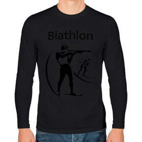 Мужской лонгслив хлопок с принтом Биатлон , 100% хлопок |  | biathlon | биатлон | спорт