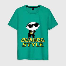 Мужская футболка хлопок с принтом Quahog style , 100% хлопок | прямой крой, круглый вырез горловины, длина до линии бедер, слегка спущенное плечо. | Тематика изображения на принте: gangnam style | quahog | гангнам стайл | интернет приколы