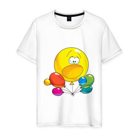 Мужская футболка хлопок с принтом Воздушные шары. , 100% хлопок | прямой крой, круглый вырез горловины, длина до линии бедер, слегка спущенное плечо. | для беременных | для будущих мам | ждем ребенка | карапуз | малыш | ребенок | шарики