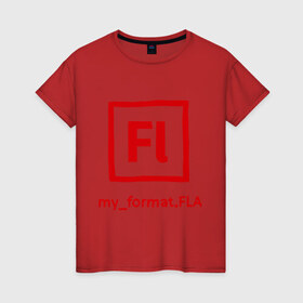 Женская футболка хлопок с принтом Adobe Flash , 100% хлопок | прямой крой, круглый вырез горловины, длина до линии бедер, слегка спущенное плечо | 